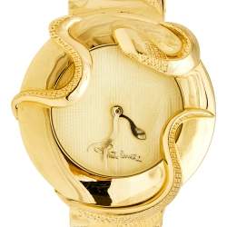 مملوكة مسبقًا ساعة يد نسائية روبرتو كافالي ثعبان R7253165517 ستانلس ستيل مطلي ذهب أصفر شامبين 37 مم