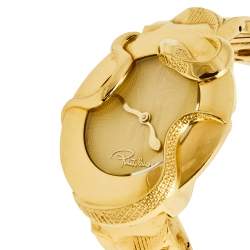 مملوكة مسبقًا ساعة يد نسائية روبرتو كافالي ثعبان R7253165517 ستانلس ستيل مطلي ذهب أصفر شامبين 37 مم