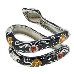 Pre Owned Roberto Cavalli Silver Stainless Steel Enamel Eva R7253132515 Women's Wristwatch 21 mm