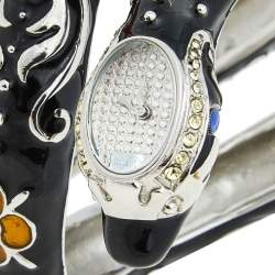 Pre Owned Roberto Cavalli Silver Stainless Steel Enamel Eva R7253132515 Women's Wristwatch 21 mm