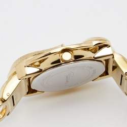 Pre Owned Roberto Cavalli Cream Gold Tone Stainless Steel Snake Women's Wristwatch 37 mm
