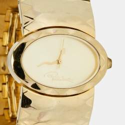 Pre Owned Roberto Cavalli Champagne Gold Plated Stainless Steel R7253133617 Women's Wristwatch 36 mm