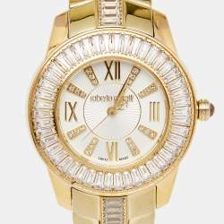 Pre Owned Roberto Cavalli Gold Plated Stainless Steel Tempus 51839 Women's Wristwatch 37 mm