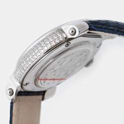 مملوكة مسبقًا Roberto Cavalli Silver Stainless Steel Leather By Franck Muller RV1L006L0011 Women's Wristwatch 35 mm