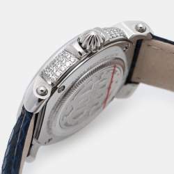 مملوكة مسبقًا Roberto Cavalli Silver Stainless Steel Leather By Franck Muller RV1L006L0011 Women's Wristwatch 35 mm