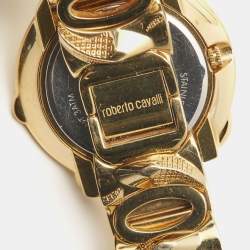 Roberto Cavalli Champagne Yellow Gold Plated Stainless Steel Snake R7253165517 Women's Wristwatch 37 mm