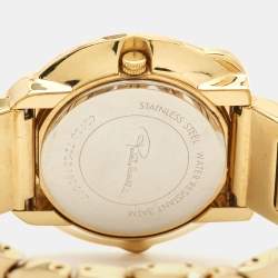 Roberto Cavalli Champagne Yellow Gold Plated Stainless Steel Snake R7253165517 Women's Wristwatch 37 mm