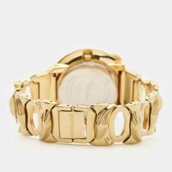 Roberto Cavalli Champagne Yellow Gold Plated Stainless Steel Snake R7253165517 Women's Wristwatch 37 mm