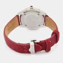 Roberto Cavalli Burgundy Stainless Steel Stingray Crystal Fugit R7251147585 Women's Wristwatch 37 mm