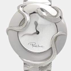 Roberto Cavalli Silver Stainless Steel Snake R7253165515 Women's Wristwatch 37 mm