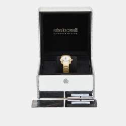 Roberto Cavalli by Franck Muller Silver Gold Plated Stainless Steel Diamond Snake Core RV2L002M0091 Women's Wristwatch 34 mm