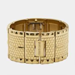 Pre Owned Roberto Cavalli Silver Gold Plated Stainless Steel Keira 72.53.272.675 Women's Wristwatch 38 mm