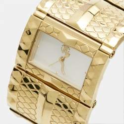 Pre Owned Roberto Cavalli Silver Gold Plated Stainless Steel Keira 72.53.272.675 Women's Wristwatch 38 mm