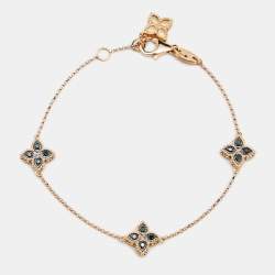 Pre Owned Roberto Coin Princess Flower Diamonds 18k Rose Gold Reversible Bracelet