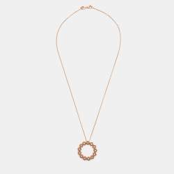 Pre Owned Roberto Coin Roman Barocco Diamond 18k Rose Gold Pendant Necklace