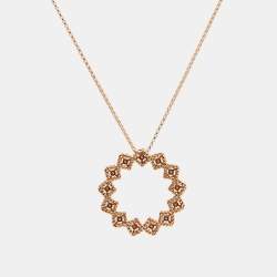 Pre Owned Roberto Coin Roman Barocco Diamond 18k Rose Gold Pendant Necklace