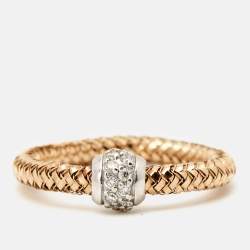 Roberto Coin Diamond 18k Two Tone Gold Flexible Ring Size 53