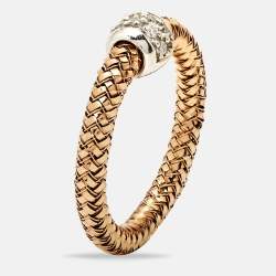Roberto Coin Diamond 18k Two Tone Gold Flexible Ring Size 53
