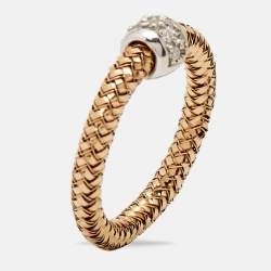 Roberto Coin Diamond 18k Two Tone Gold Flexible Ring Size 53