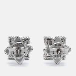 Roberto Coin Princess Flower Diamond Ruby 18k White Gold Earrings