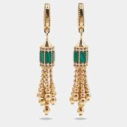 Roberto Coin Art Deco Diamond Malachite 18k Rose Gold Earrings