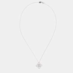 Roberto Coin Venetian Princess Open Flower Diamond 18k White Gold Pendant Necklace
