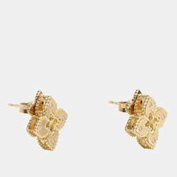 Roberto Coin 18k Yellow Gold Venetial Princess with Diamond and Ruby Studs Earrings