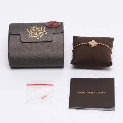 Pre Owned Roberto Coin Diamond Princess Flower 18k Rose Gold Stretchable Bracelet