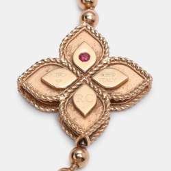 Pre Owned Roberto Coin Diamond Princess Flower 18k Rose Gold Stretchable Bracelet