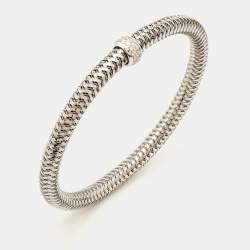 مملوكة مسبقًا Roberto Coin Primavera Diamond 18K White Gold Bangle Bracelet