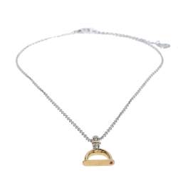 Pre Owned Roberto Coin Cheval Stirrup Diamond Two Tone 18K Gold Pendant Necklace