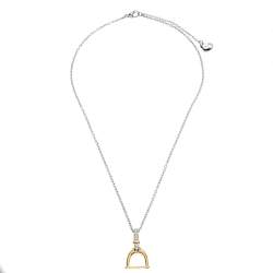 Pre Owned Roberto Coin Cheval Stirrup Diamond Two Tone 18K Gold Pendant Necklace