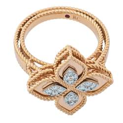Roberto Coin Princess Flower Diamond 18K Rose Gold Ring Size 54