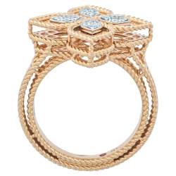 Roberto Coin Princess Flower Diamond 18K Rose Gold Ring Size 54