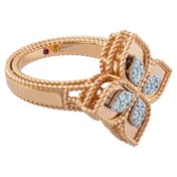 Roberto Coin Princess Flower Diamond 18K Rose Gold Ring Size 54