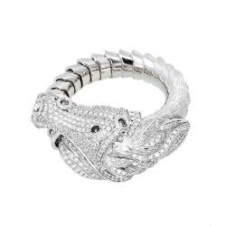 Pre Owned Roberto Coin Diamond Pave 18K White Gold Horse Ring Size 54