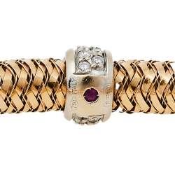 Pre Owned Roberto Coin Primavera Diamond 18K Two Tone Gold Bracelet