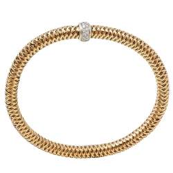 Pre Owned Roberto Coin Primavera Diamond 18K Two Tone Gold Bracelet