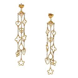 Pre Owned Roberto Coin Diamond 18K Yellow Gold Long Earrings