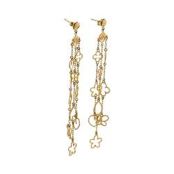 Pre Owned Roberto Coin Diamond 18K Yellow Gold Long Earrings