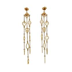 Pre Owned Roberto Coin Diamond 18K Yellow Gold Long Earrings