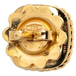 Roberto Coin New Barocco Diamond 18k Two Tone Gold Square Stud Earrings