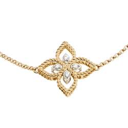 Roberto Coin Principessa Single Diamond Flower 18k Two Tone Gold Bracelet 