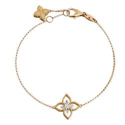 Roberto Coin Principessa Single Diamond Flower 18k Two Tone Gold Bracelet 