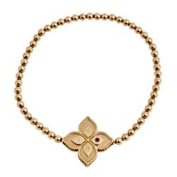 Pre Owned Roberto Coin Diamond Princess Flower 18k Rose Gold Stretchable Bracelet