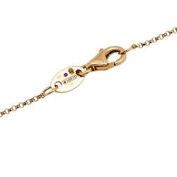 Pre Owned Roberto Coin Princess Flower Malachite Diamond 18k Rose Gold Pendant Necklace