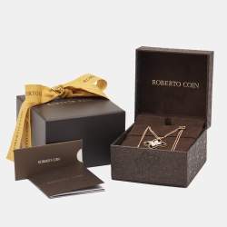 Pre Owned Roberto Coin Princess Flower Black Jade Diamonds 18k Rose Gold Large Model Pendant Necklace