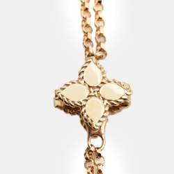 Pre Owned Roberto Coin Princess Flower Black Jade Diamonds 18k Rose Gold Large Model Pendant Necklace