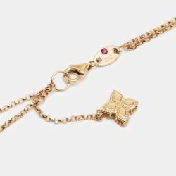 Pre Owned Roberto Coin Princess Flower Black Jade Diamonds 18k Rose Gold Large Model Pendant Necklace