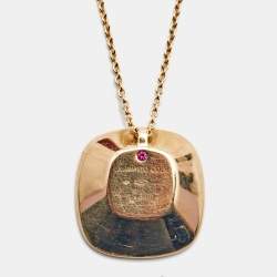 Pre Owned Roberto Coin Carnaby Street Diamond 18k Rose Gold Pendant Necklace